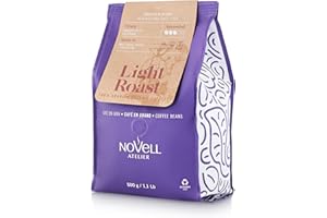 CAFÉS NOVELL NOVELL - Café en Grano Natural Light Roast 500g | Café Grano Natural Mezcla| Blend Clásico de Café Arábico Suave con Notas de Miel y Galleta | Café Ecológico en Grano con Envase 100% Reciclable