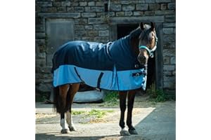 eQuitack Your Passion Is Our Mission Outdoor Winterdecke Turnout 100% Wasserdicht 600D Highneck 150G Fulling - Navy/Baby Blau 155cm