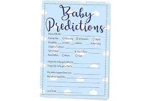 Lovely Little Things Baby Prediction Cards – Baby Shower Game for Guests – Blue Boy Baby Shower Predictions & Advice Cards – 