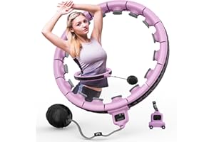 ADSAQOP Hula Hoop avec Boule Lestée, Cerceau Fitness avec Compteur, Anneau de Chaîne Amovible, Tour de Taille Ajustable 65-128cm, Hula Hoop Fitness pour Sport Maison de Poids, Fitness, Massage