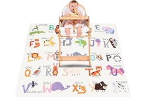 CAVWVTYU Bebé Trona Alta Silla Alfombrilla, Alfombra de Juego para Niños, Splat Mat Antideslizante y Plegable, Impermeable Alfombrilla Reutilizable Picnic Manteles, Cubierta Protectora de Mesa(130x130cm)