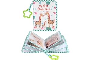 GADPIPARTY Baby Photo Album: 6x4" Soft Cloth Giraffe My First Photo Album Book Holds 17 Pictures Green for Family Newborns Toddler Baby Shower to Record Your Child'S Growth
