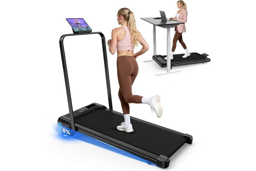 HomeFitnessCode Folding Treadmill with Incline, 2.5HP Walking Pad Under Desk Treadmill for Home, Electric Motorised with LED Display & Remote, Adjustable Speed, 140kg Capacity