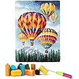 Emistem Latch Hook Rug Kits for Kids Adults, DIY Mat Tapestry Carpet, Crylic Yarn, Pre-Printed Canvas, Gift Packaging Handmade Crafts for Beginner. (Colorful Hot Air Balloons, 20x15")