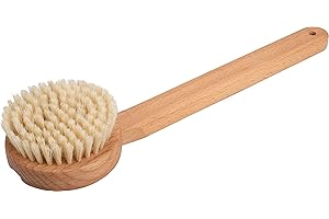 ENA Living Body Brush with Handle | Body Scrubber with Removable Handle | Wooden Bath Brush | Exfoliating Body Scrub Shower Brush | A Shower Accessories Essential
