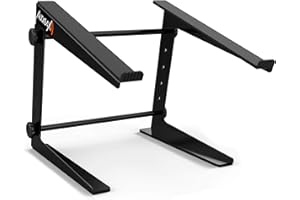 Audibax TOP-5 Stojak na laptopa - Stojak komputerowy do kabiny DJ-skiej lub studyjnej - Regulowana wysokość od 16,5 do 25,5 cm - Składany stojak na laptopa dla DJ-ów - wykonany ze stali