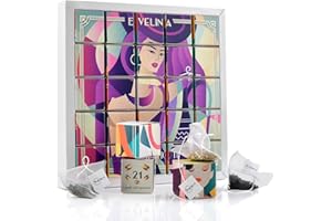NOVECENTO TE' Novecento Tè Evelina | Tè e Tisane Kit Regalo | Tisane & Tè Assortiti 4 Gusti: Tè Nero BOP, Tè Oolong, Tè Verde, Infuso Citronella - 25 Infusori Piramide (50 Gr) | Box Regalo 25 Filtri