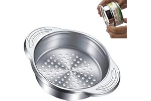 LuxeGlee Stainless Steel Food Can Strainer, Tuna Can Strainer Sieve Metal Press Can Colander, Can Drainer for Tuna, Beans or Vegetables, Dishwasher Safe, FCS001