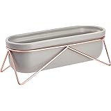 Amazon Basics Tabletop Planter, Oval - Grey/Copper