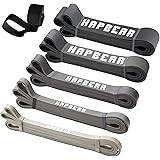 HAPBEAR Set di 5 Banda Elastiche Fitness, Fasce elastiche di Resistenza, con Ancoraggio per Porta per Pilates, Yoga, Allename