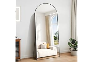 KOCUUY Arched Full Length Mirror, 179 x 65 cm Wall Mirror, Black Standing or Leaning Full Body Mirrors with Aluminum Alloy Frame, Suitable for Bedrooms, Hallway or Cloakroom