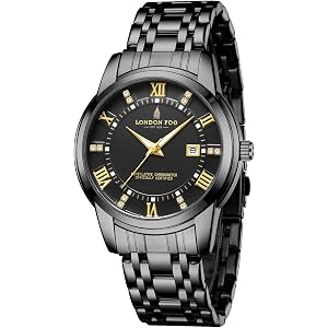 London Fog Regent Collection Analog Quartz Watch for Men with Round Dial and Stainless Steel Strap, Metal Case, Date Display, Luminous Hands & Hour Markers, Water Resistant
