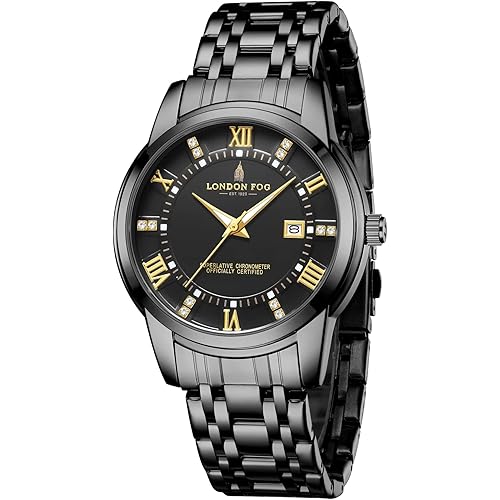 London Fog Regent Collection Analog Quartz Watch for Men with Round Dial and Stainless Steel Strap, Metal Case, Date Display, Luminous Hands & Hour Markers, Water Resistant
