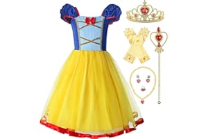 ReliBeauty Disfraz Princesa de Blanco Vestido para Niña Cintura elástica Traje Infantil,con Accesorios …