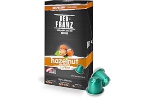 ‎DER-FRANZ Kapsułki do kawy kompatybilne z Nespresso, 1 x 10 Kapsułki, aromatyzowana orzechami laskowymi