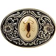 Belt Buckle for Men- Unique Luminous Stone Native American White 3D Scorpion Animal Belt Buckle for Women