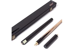 BCE Protégé - Taco de billar de corte 3/4 con funda rígida, eje de fresno norteamericano de alta calidad, extremo ebonizado, pieza de extensión de 6 pulgadas (negro liso)