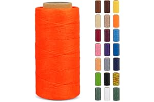 LEREATI Filo Cerato 0.8mm x 260m 150D Cordino Cuoio Filo da Cucito, Cordoncino Piatto Cerato per Legatoria, Creazione di Gioielli, Tela, Uncinetto, Cucire in Pelle, Portafoglio (Arancio Fluorescente)