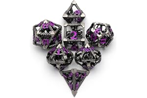 DND Würfel, Metall Spielwürfel Dungeons and Dragons Würfel Set HNCCESG Hohle 3D Cthulhu D&D Würfel Polyedrische Würfelset für Pathfinder RPG DND Dice Set W20 W12 W10 W8 W6 W4 (Cthulhu Violett Nummer)