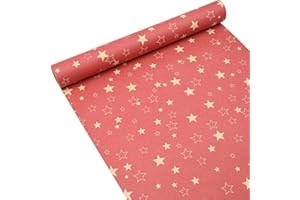 OTMVICOR Rollo de papel de regalo de 15 m x 43 cm, papel de estraza rojo, diseño de estrella, rollo de papel de regalo reciclable para cumpleaños, boda, día de San Valentín, día de la madre