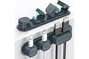 Laitver Clip per Cavi, 6 Pezzi Magnetico Fermacavi, Autoadesivi Organizer Cavi Scrivania con Base in Plastica, Accessori Scrivania Gestione Cavo per Auto, USB, Casa, Ufficio, Comodino