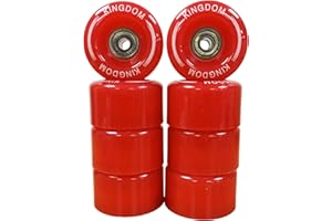 Kingdom GB Set of 8 Roller Skate Wheels 54mm x 32mm 80A PU - With ABEC-7 Bearings & Metal Spacers | Smooth Replacement Wheels for Standard Skates