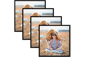 EXYGLO Cornice 30x30, 4 Pezzi di Portafoto, Conici Nere in PVC,Decorazione per Casa