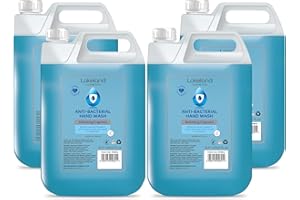 Lakeland Cosmetics antibacterial soap hand wash - 5L Litre refill bottle - Vegan fragranced anti-bacterial liquid soap hand wash, made in UK (4x 5 Litre)