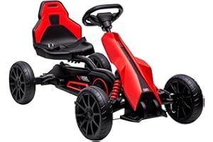 HOMCOM Gokart Tretauto mit Handbremse, verstellbarem Sitz, Vor- und Rückwärtsgang, Tretfahrzeug Kinderspielzeug für Kinder 3-8 Jahren Rot