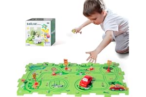 KADAYAYA Puzzle Track Play Set for Kids 4-6 Years Old Rail Car Toy Track Plastic Jigsaw with Race Vehicle for Preschool Boys Girls Age 3-5 Educational Montessori Toy Gift for Boys Girls 3 4 5 6