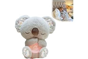 Hrjxfpt Soothing Koala Bear Arrily Calming Sleep Otter Anxiety Relief Koala Portable Plush Toy with Music Lights Rhythmic Breathing Motion Anxiety Relief Koala for Kids Adults Sales (Grey)