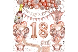 VICTERR 18. Geburtstag Deko Set für Frauen - Luftballons Rosegold, Happy Birthday Banner, Schärpe - Geburtstagsdeko