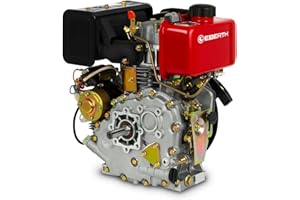 EBERTH Motor diesel 4,2 CV / 3,1 kW con eje de 19,05 mm Ø, E-start, batería de 17ah 12V, motor estacionario con corte por bajo nivel de aceite, 4 tiempos, 1 cilindro, 219 ccm, motor de kart