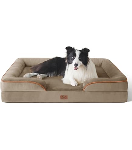 BNCKTRD Kalmerend hondenbed voor grote en middelgrote honden, XXL 40,6 cm diepte hoge zijkanten, knuffelbed, grote hondenbank, ovaal, anti-angst hondenbed met hoofdsteun - ondersteunend schuim en