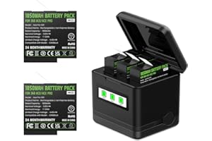 Adicop Insta 360 Ace Pro 2 Batterie Accessoires Remplacement, 2PCS Batterie 1850 mAh + Accessoires Chargeur LCD compatibles avec Insta 360 Ace/Ace Pro 2/Ace Pro