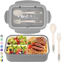 Bento Box, portapranzo giapponese da 1450 ml, per adulti e bambini, impilabile, a 3 strati, 4 scomparti, con set di posate, a prova di perdite, adatto al microonde e alla lavastoviglie (verde