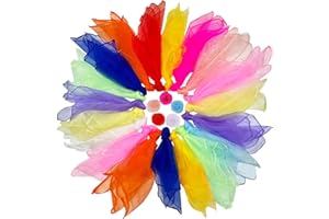 Druuzyl 24 pañuelos Malabares 60x60cm - Set 12 Colores Vibrantes - Tela Chiffon Ultraligera para niños - Ideal espectáculos, Danza y Terapia sensorial