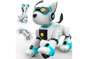 anysun Perro Robot, Robot Juguete Recargable, Perro Robots Interactivo Programable para Niños, Comandos de Voz, Control Remoto, Detección Táctil, Regalo Ideal para Niños Niñas