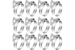 QUIIEOSKIA 12 Pcs Hose Clamps with Adjustable Handle, Stainless Steel Jubilee Clips, Hose Clips, 22-32mm Adjustable Worm Drive Hose Pipe Clamps Pipe Clips for Flexible Gas Petrol Fuel Line Hose Pipe Tube