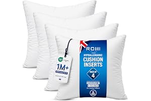 Rohi Set of 4 Hypoallergenic Cushion pads 45cm x 45cm - White polyster square Cushions - Standard stuffer pack of Cushion ins