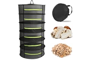 WAYXMAX Trockennetz Kräuter,Mesh Kräutertrockner Trockennetz Für KräUter,2/4-Lagiges HäNgendes Trockennetz Mit Reißverschluss,Für Kräuter, Pflanze, Fleisch, Zwiebeln, Fisch, Gemüse (6-lagiges Schwarz)