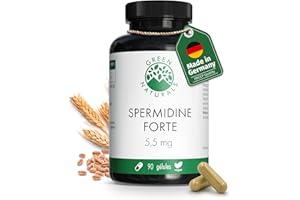 Spermidine Forte 5,5 mg par gélule d'extrait de germe de blé - Testé en laboratoire - 90 gélules (3 mois d'approvisionnement) - Green Naturals®