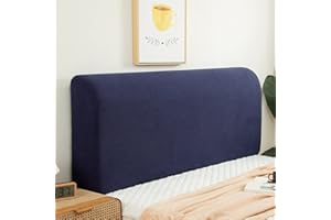 FANSU Headboard Cover for Single Double King Size Bed, Polar fleece Dustproof Headboard Wrap, Stretch All-Inclusive Bed Head Protector Cover Modern Bedroom Decoration (Navy blue,120cm)
