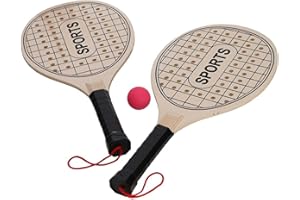 CAPANDIMARKET 2 Palas de Playa de Madera con 1 Bola,Accesorios de Playa,Juguetes de Playa o Piscina,Juego de Palas para Playa,Palas Playa Madera,Deportes,Diversion en la Playa,Entretenimiento al Aire Libre