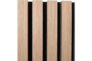 Masquepack – Set de 2x Paneles Acústicos Decorativos de Madera Roble Natural MDF 240x60 cm - Paneles Decorativos para Pared, Absorción de Sonido y Diseño Moderno (240x60 cm - Negro, 2)