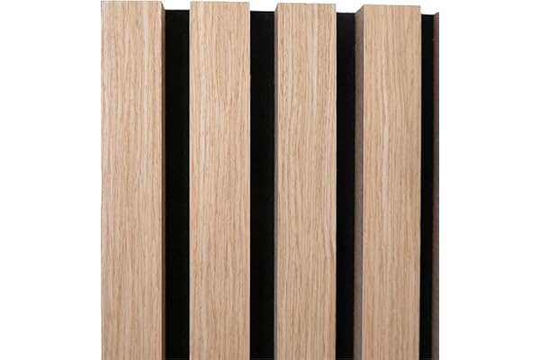 Masquepack – Set de 2x Paneles Acústicos Decorativos de Madera Roble Natural MDF 240x60 cm - Paneles Decorativos para Pared, Absorción de Sonido y Diseño Moderno (240x60 cm - Negro, 2)