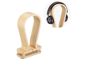 Navaris Soporte de bambú para Auriculares - Base Universal para Cascos con Holder para Cables - Estante para Headphones de bambú - Color Natural