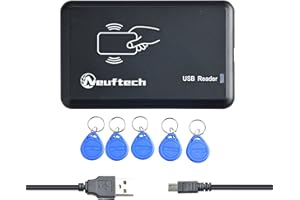 Neuftech USB RFID Lector de Tarjeta de Identificación y 5pcs Llaveros Tarjetas TK4100 EM4100 125KHz