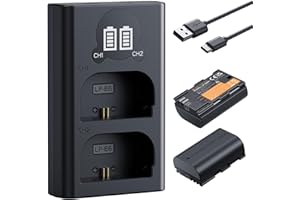 K&F CONCEPT LP-E6NH hohe Kapazität 2600mAh Zwei Akkus und EIN Ladegerät (2er Pack) und 2-Slot Ladegerät Akku-Kit,Kompatibel mit Canon EOS R7 R5 EOS R6 EOS R 5D II III IV 6D II 7D II 60D 70D 80D 90D