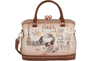 Anekke - Bolso de Poliéster para Mujer con Asa Corta, Bandolera y Cierre de Boquilla - 3 Compartimentos - Accesorios y Complementos - Medidas 31x24x13 cm